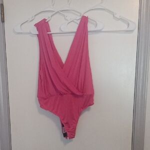 Fashion Nova Fuchsia Plunge Neck Bodysuit